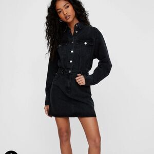 Nasty Gal Black Denim Shirt Dress Size 4